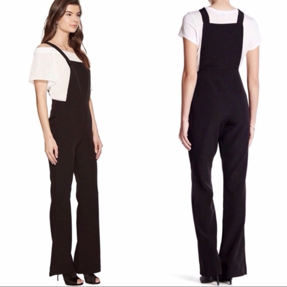 Romeo + Juliet Couture Small Black Flare Overalls Jumpsuit Minimalist‎